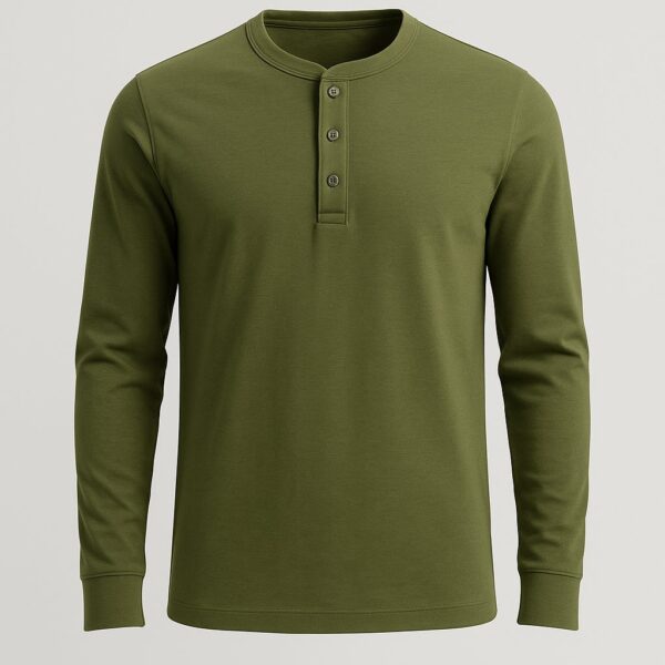 Henley Full-Sleeve Tee — Olive
