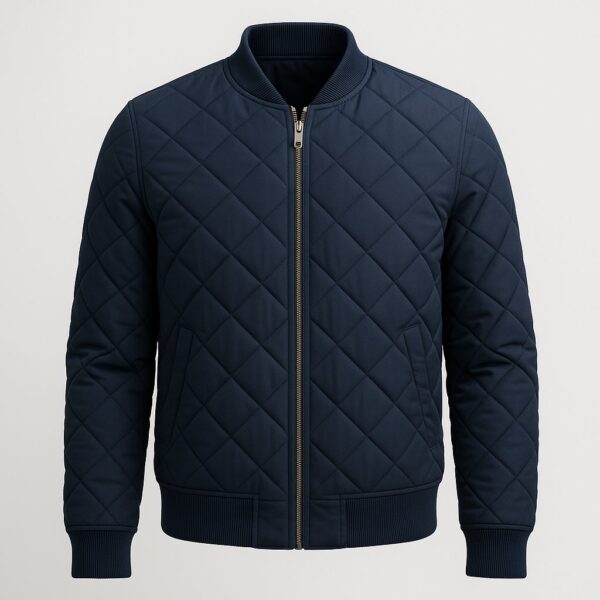 Quilted Bomber Jacket — Navy